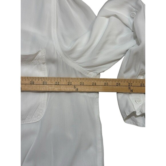 Casa Cabana Long Roll Tab Sleeves Women's 1X White Button Down 100% Rayon - Picture 10 of 16